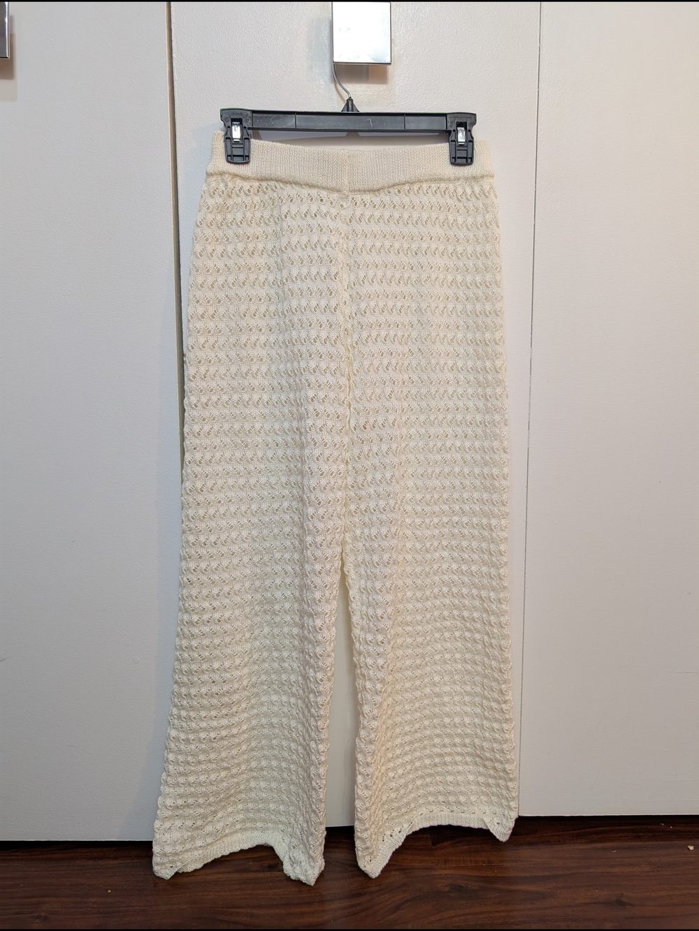 NWT Commense Cream Crochet Knit Wide Leg Pants
